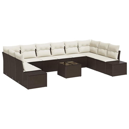 Havesofa Sæt 11 stk. Brun polyrattan