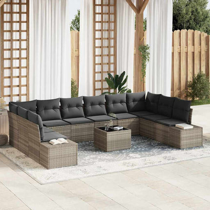 Havesofa Sæt med pude 11 pcs Lysegrå polyrattan
