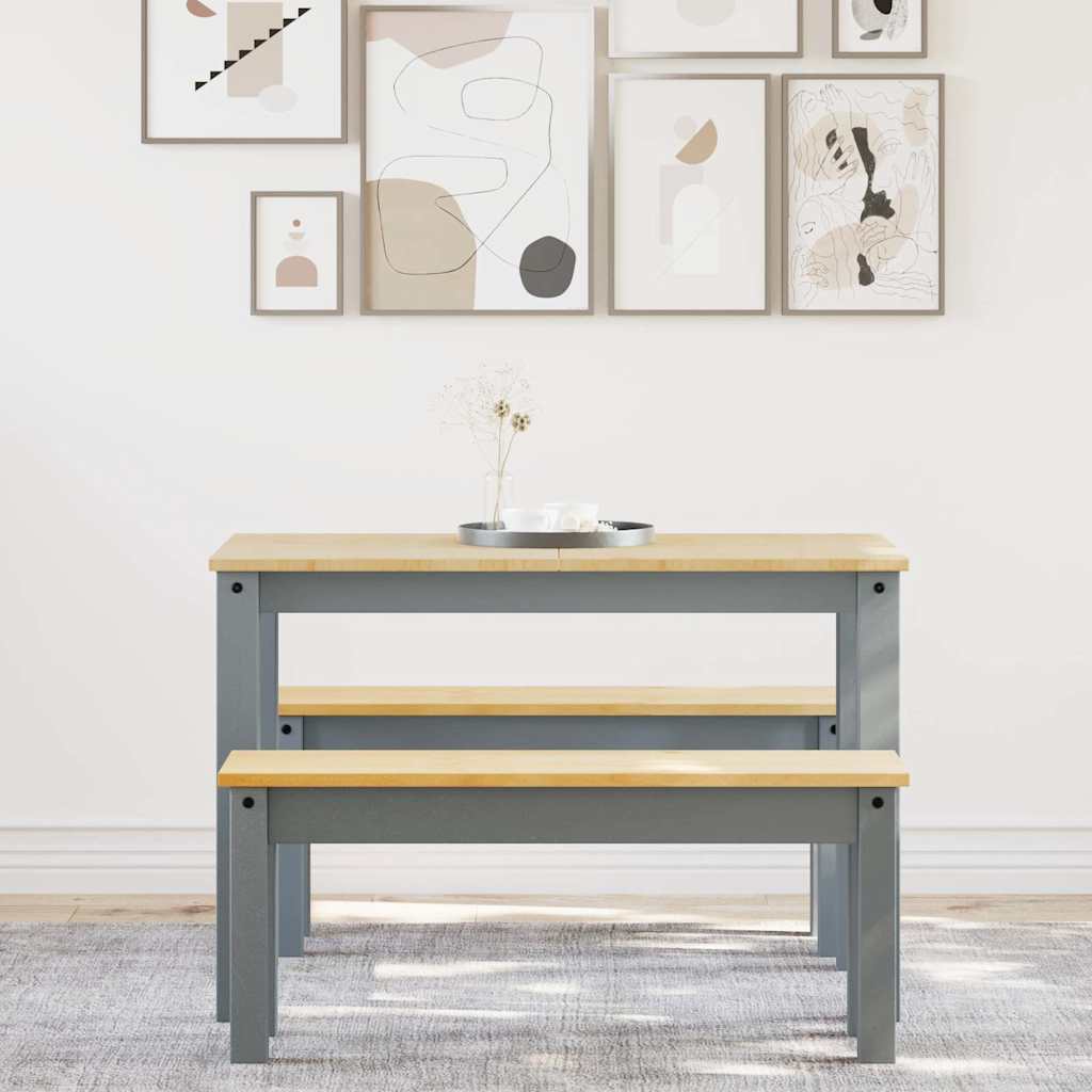 spisebordssæt 3 dele Panama massivt fyrretræ grå