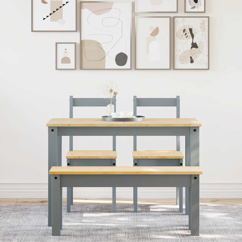 spisebordssæt 4 dele Panama massivt fyrretræ grå