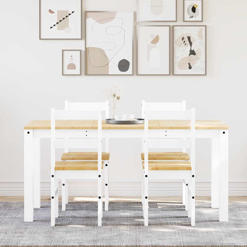 spisebordssæt 5 dele Panama massivt fyrretræ hvid