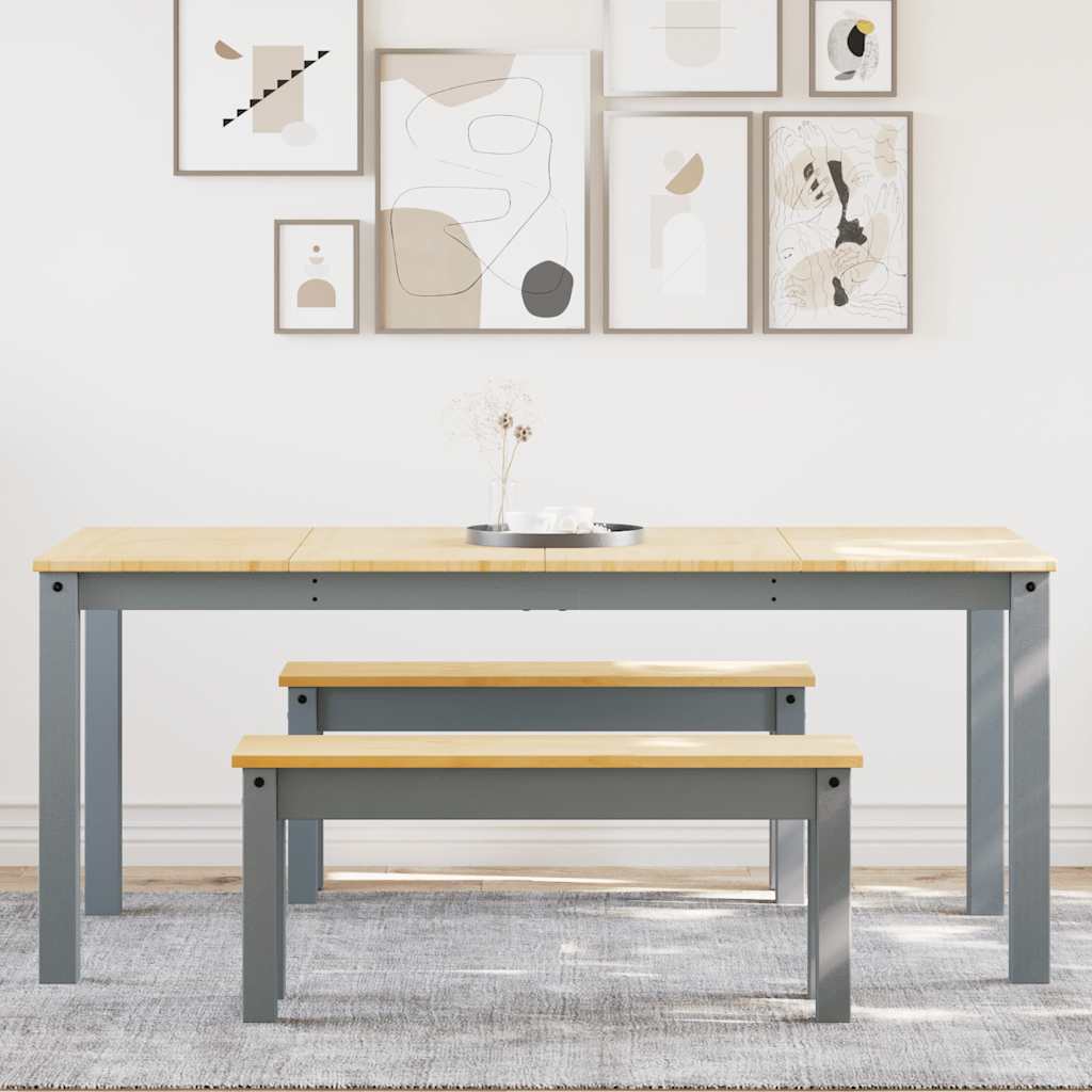 spisebordssæt 3 dele Panama massivt fyrretræ grå