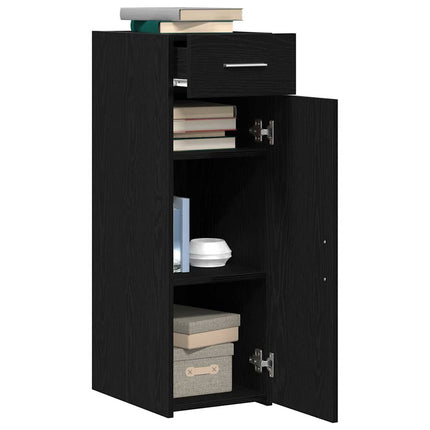 Sideboard med skuffe Sort eg 30 x 42,5 x 93 cm
