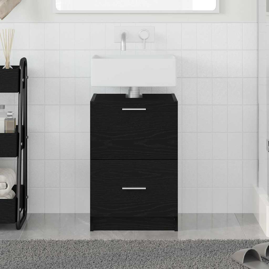 Badeværelsesskab Sort eg 40 x 37 x 59 cm Konstrueret træ billede
