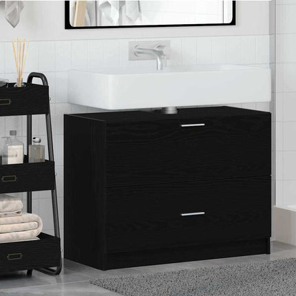 Badeværelsesskab Sort eg 78 x 37 x 59 cm Konstrueret træ