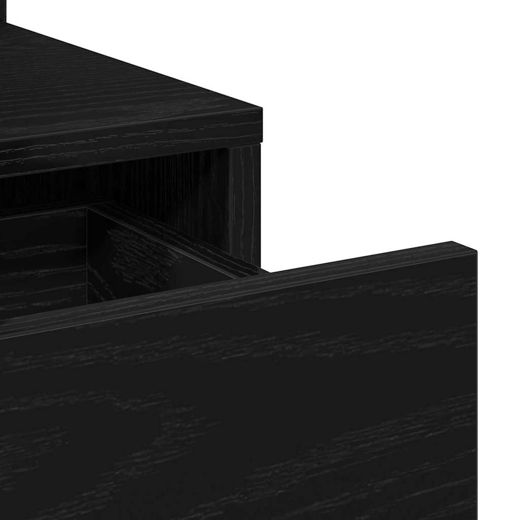 Sminkebord med skuffe Sort eg 80 x 35 x 132 cm Konstrueret træ