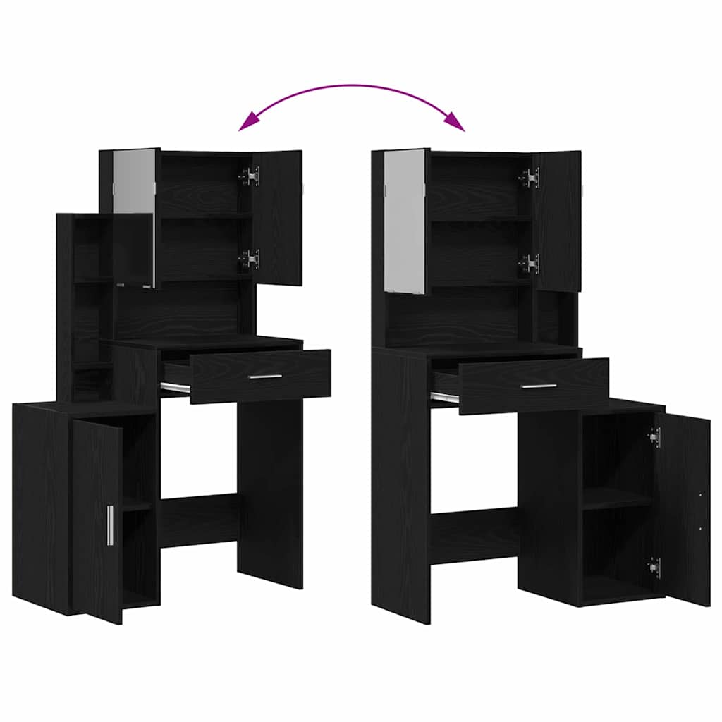 Sminkebord med skuffe Sort eg 80 x 35 x 132 cm Konstrueret træ