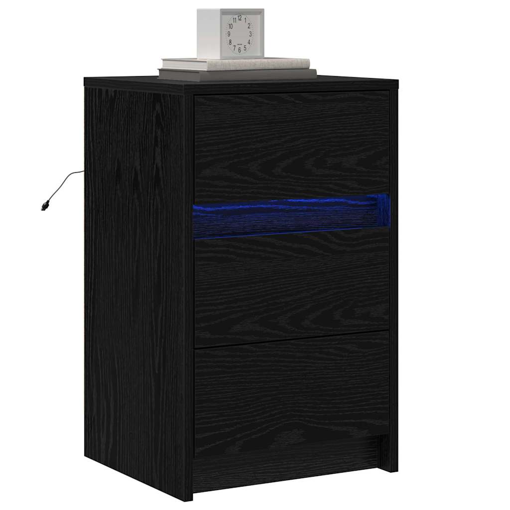 Natskab med skuffe Sort eg 38 x 34 x 61 cm Konstrueret træ