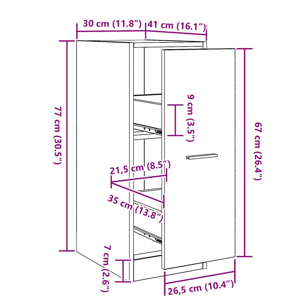 Apoteker Kabinet Sort eg 30 x 41 x 77,5 cm Konstrueret træ