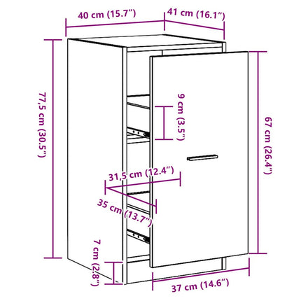 Apoteker Kabinet Sort eg 40 x 41 x 77.5 cm Konstrueret træ