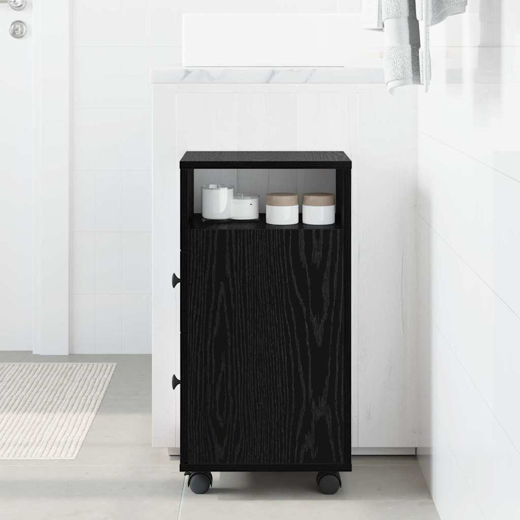 Badeværelsesmøbel sæt Sort eg 33 x 23 x 65 cm Konstrueret træ billede