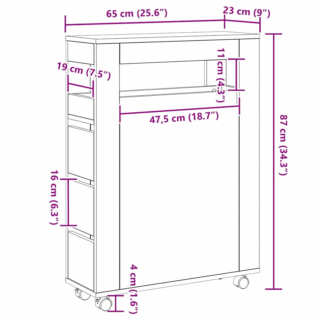 Badeværelsesmøbel sæt Sort eg 65 x 23 x 87 cm Konstrueret træ