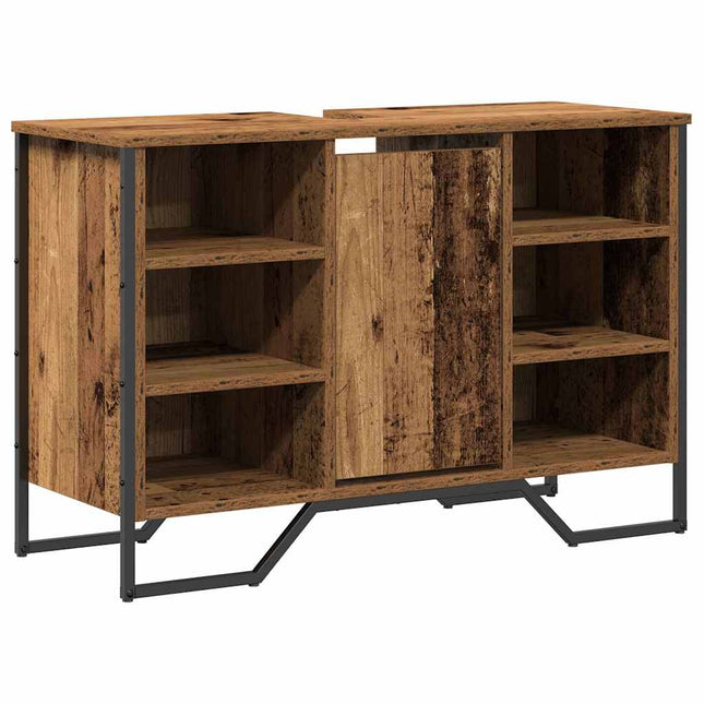 Badeværelsesskabsunder med hylde Gammelt træ 91 x 35 x 60 cm