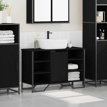 Badeværelsesskabsunder Sort eg 91 x 35 x 60 cm Konstrueret træ