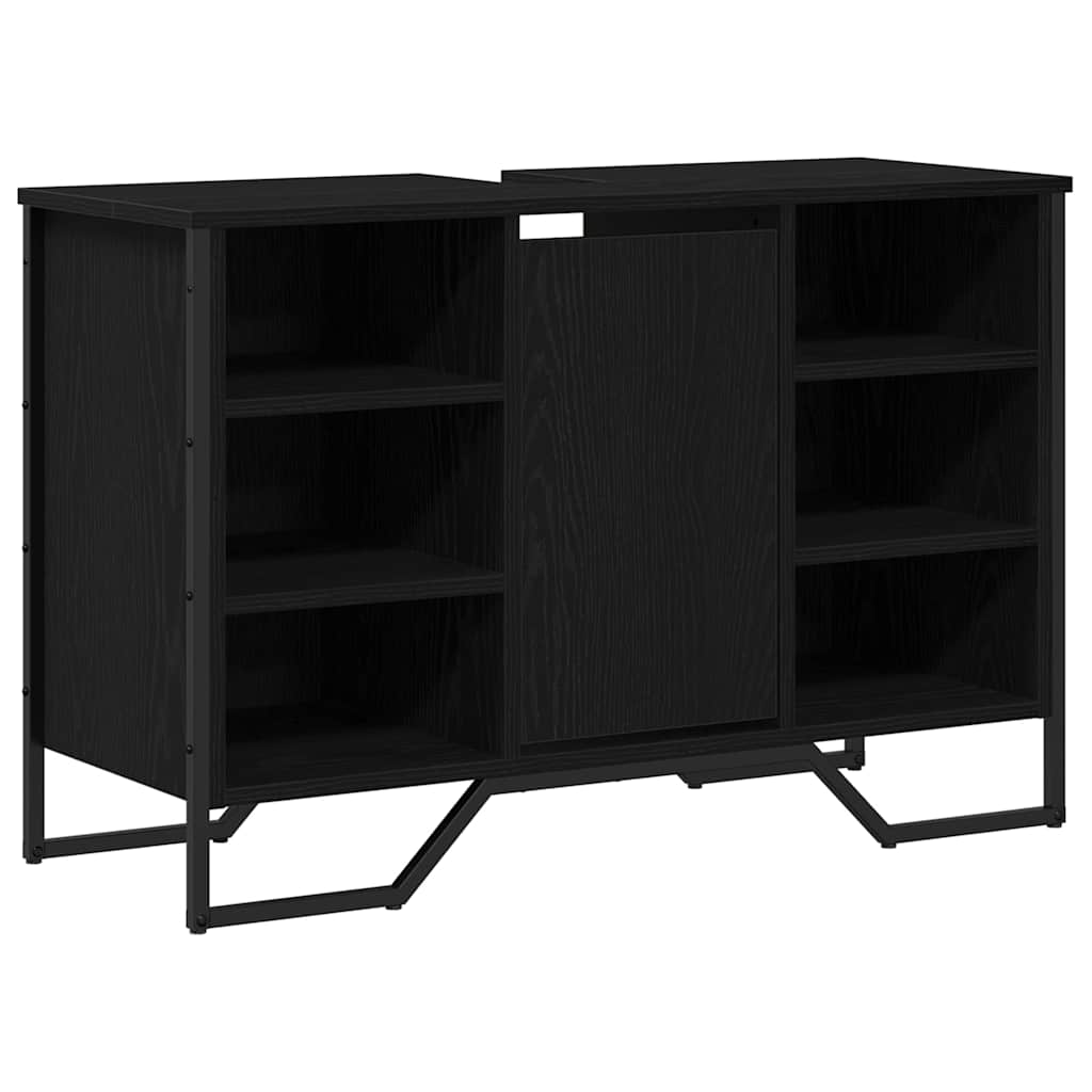 Badeværelsesskabsunder Sort eg 91 x 35 x 60 cm Konstrueret træ