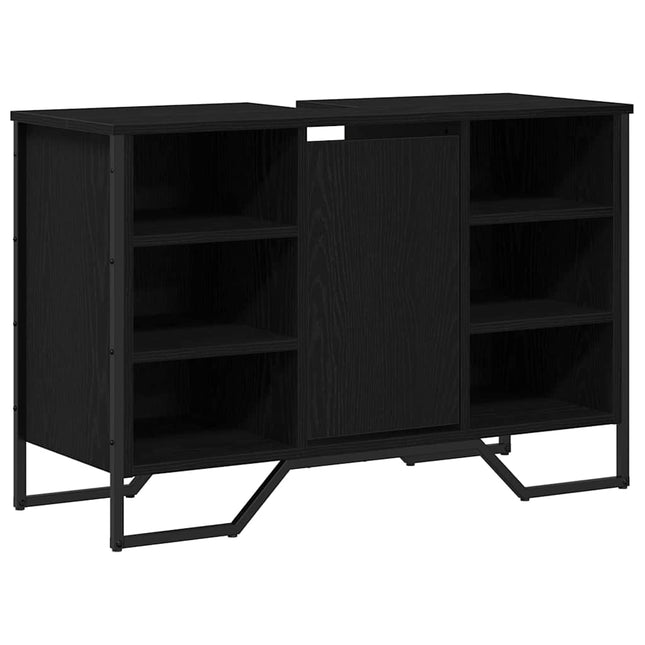 Badeværelsesskabsunder Sort eg 91 x 35 x 60 cm Konstrueret træ