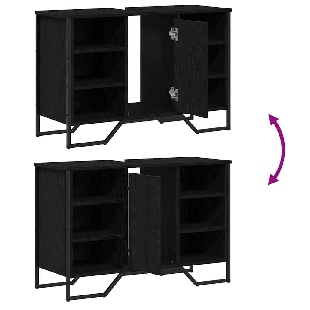 Badeværelsesskabsunder Sort eg 91 x 35 x 60 cm Konstrueret træ