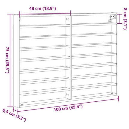 Display Skab Vægmonteret Gammelt træ 100 x 8,5 x 75 cm