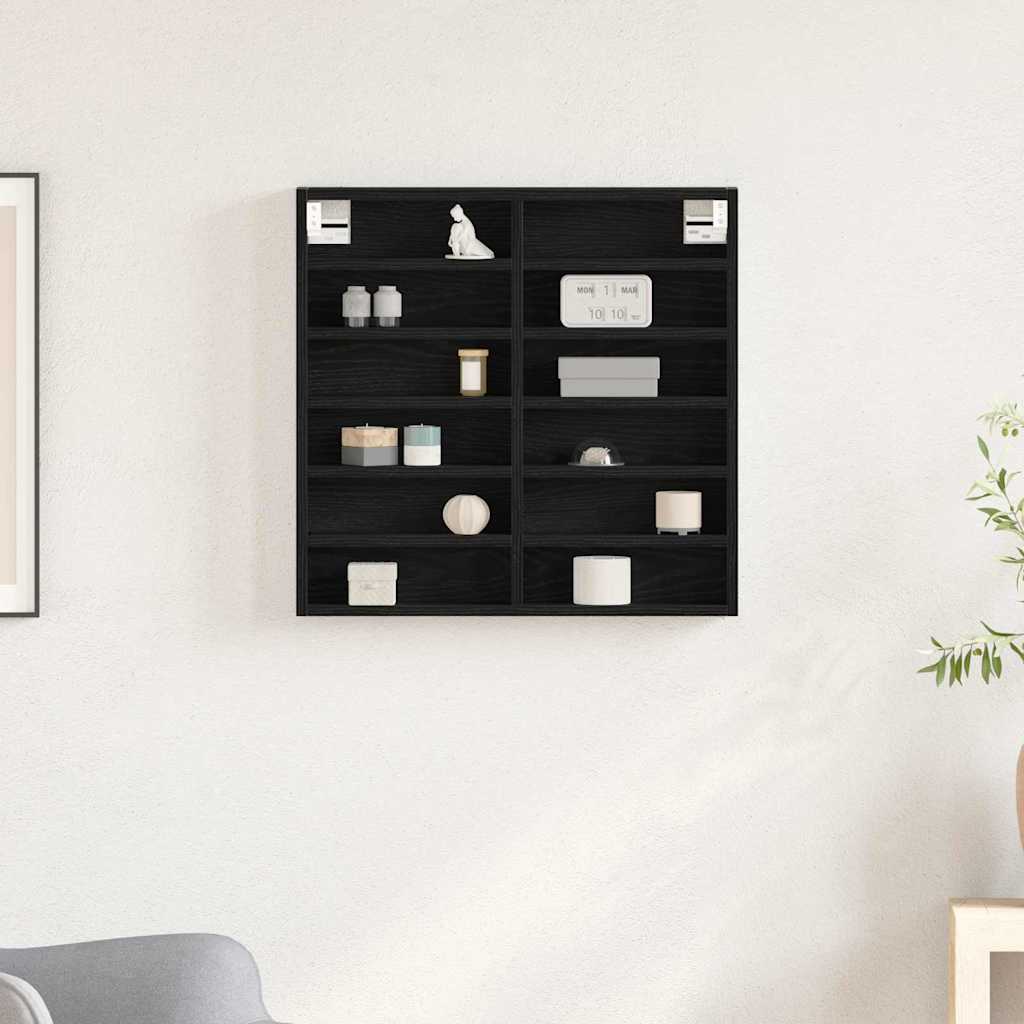 Display Skab med hylde Sort eg 60 x 8,5 x 58 cm Konstrueret træ