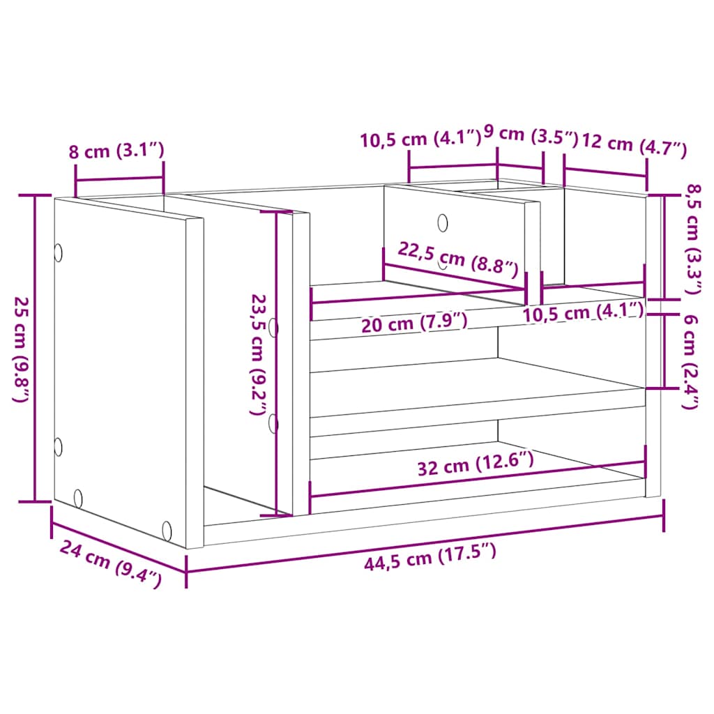 Skrivebordsorganisator Gammelt træ 44,5 x 24 x 25 cm