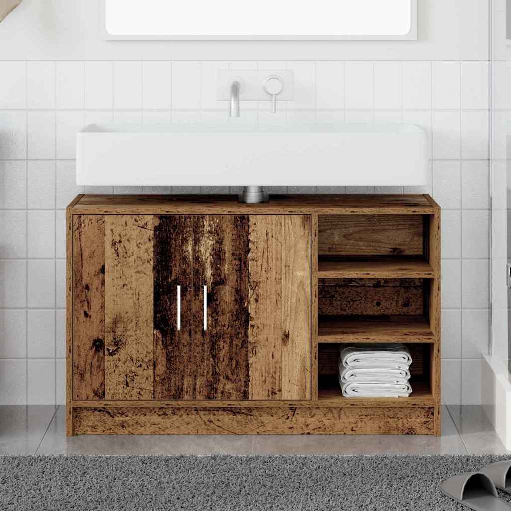 Badeværelsesskab Gammelt træ 90 x 29 x 55 cm Konstrueret træ billede