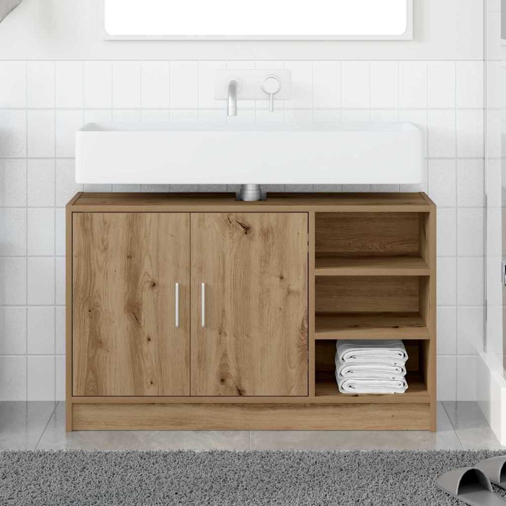 Badeværelsesskab Artisan Egetræ 90 x 29 x 55 cm Konstrueret træ billede