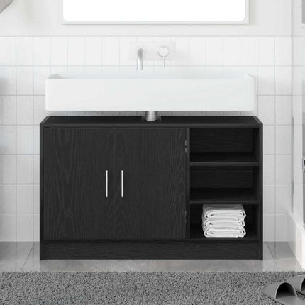 Badeværelsesskab Sort eg 90 x 29 x 55 cm Konstrueret træ
