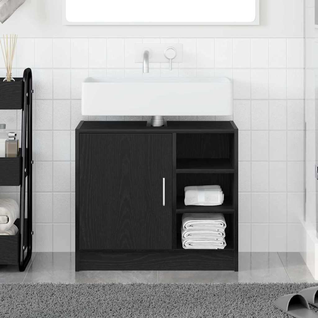 Badeværelsesskab Sort eg 63 x 29 x 55 cm Konstrueret træ billede