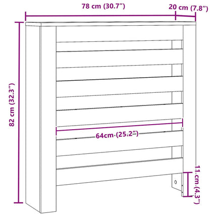 Radiatorcover Sort eg 78 x 20 x 82 cm Konstrueret træ