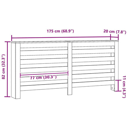 Radiatorcover Sort eg 175 x 20 x 82 cm Konstrueret træ