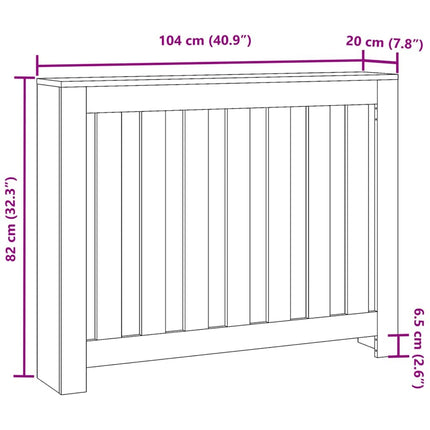 Radiatorcover Sort eg 104 x 20 x 82 cm Konstrueret træ