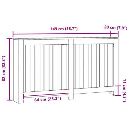 Radiatorcover Sort eg 149 x 20 x 82 cm Konstrueret træ