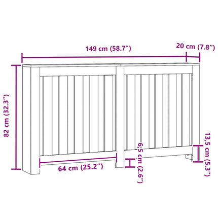 Radiatorcover Sort eg 149 x 20 x 82 cm Konstrueret træ
