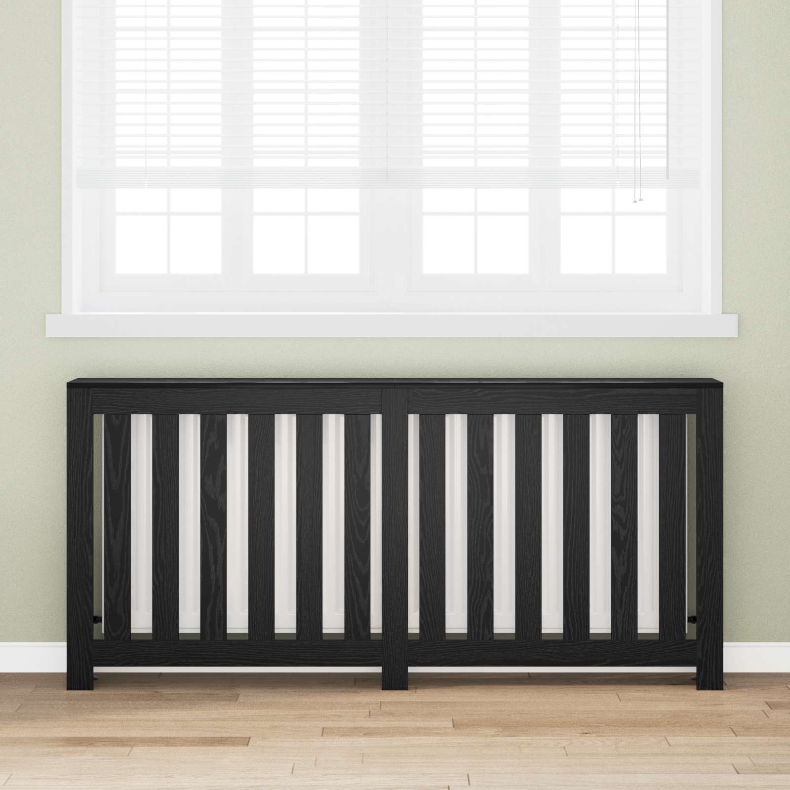 Radiatorcover Sort eg 175 x 20 x 82 cm Konstrueret træ