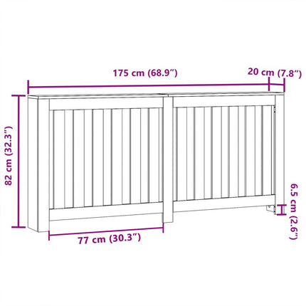 Radiatorcover Sort eg 175 x 20 x 82 cm Konstrueret træ