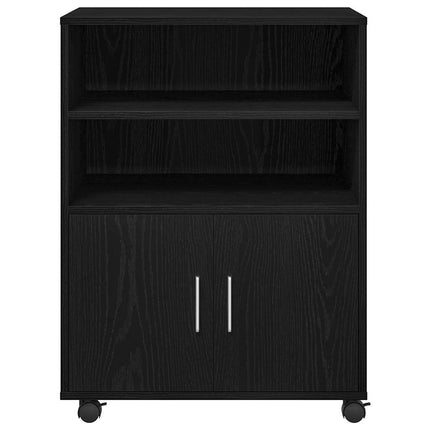 Kabinet med hylde med hjul med dør Sort eg 60 x 48 x 74.5 cm