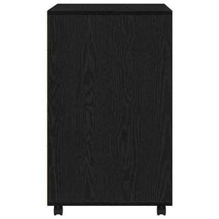 Kabinet med hylde med hjul med dør Sort eg 60 x 48 x 74.5 cm