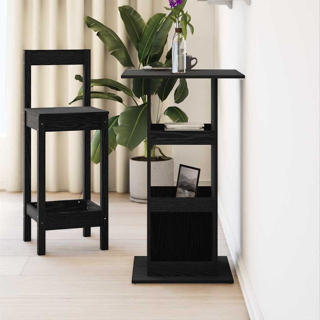 Barbord med hylde Sort eg 60 x 60 x 100 cm Konstrueret træ