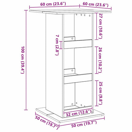 Barbord 60 x 60 x 100 cm Konstrueret træ Sort eg Rektangulær