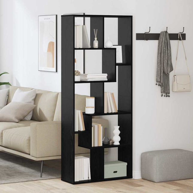 Bogskab 8 niveauer 67 x 25 x 162 cm Konstrueret træ Sort eg