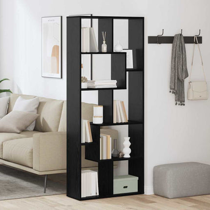 Bogskab 8 niveauer 67 x 25 x 162 cm Konstrueret træ Sort eg