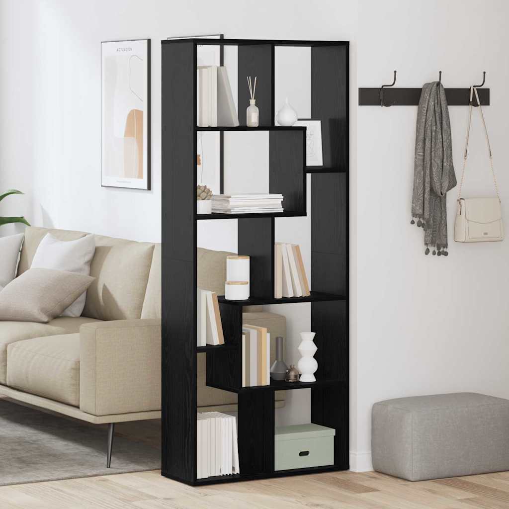 vidaXL Bogskab 8 niveauer 67 x 25 x 162 cm Konstrueret træ Sort eg