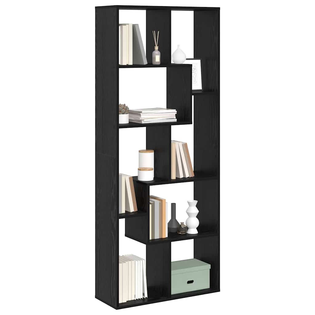 Bogskab Sort eg 67 x 25 x 162 cm Konstrueret træ billede