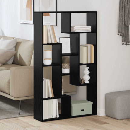 Bogskab 8 niveauer 72 x 20 x 120,5 cm Konstrueret træ Sort eg