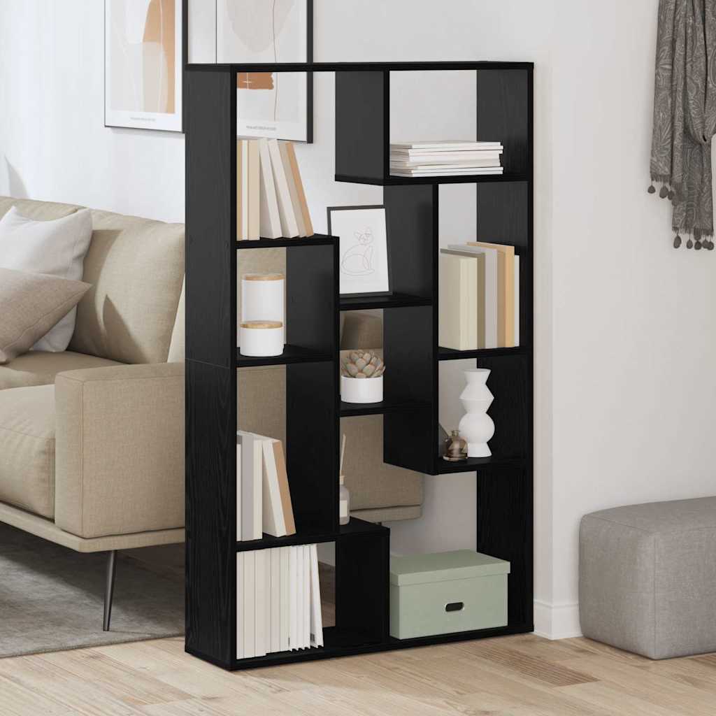 Bogskab med 8 niveauer - 72 × 20 × 120,5 cm, konstrueret træ, sort eg