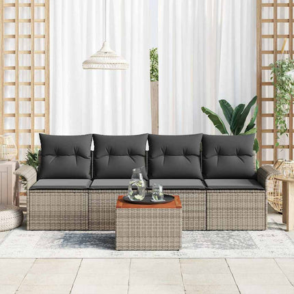 Havesofa Sæt med pude 5 pcs Grå polyrattan