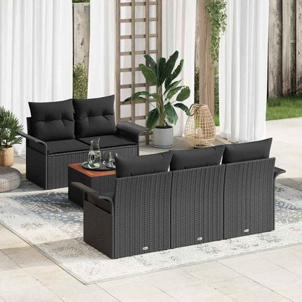 Havesofa Sæt 6 stk. Sort polyrattan