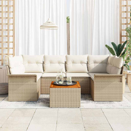Havesofa Sæt 7 stk. Beige polyrattan
