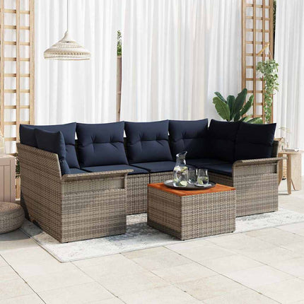 Havesofa Sæt 7 stk. Grå polyrattan