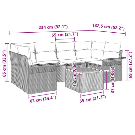 Havesofa Sæt 7 stk. Grå polyrattan